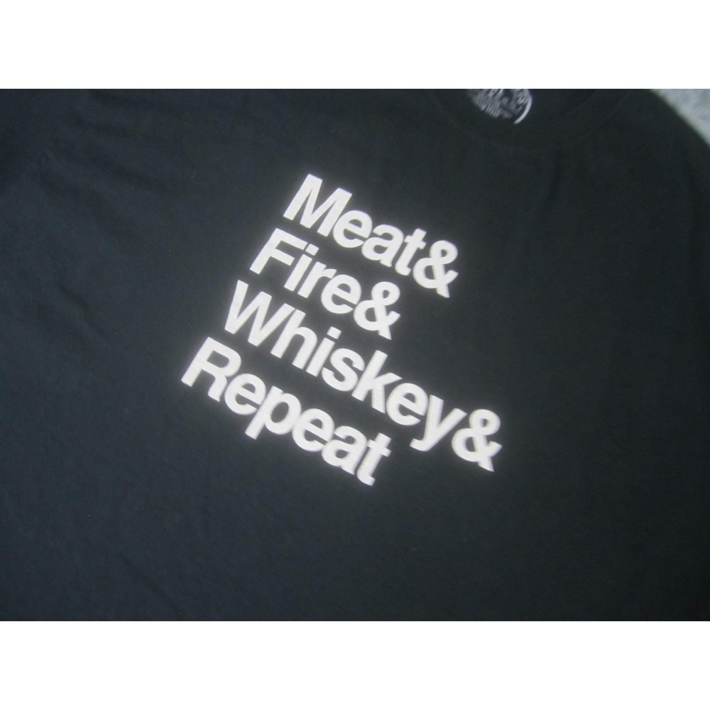 Jess Pryles Shirt Mens 2XL Black Meat Fire Whiskey Repeat BBQ Graphic Funny Tee - Picture 2 of 7